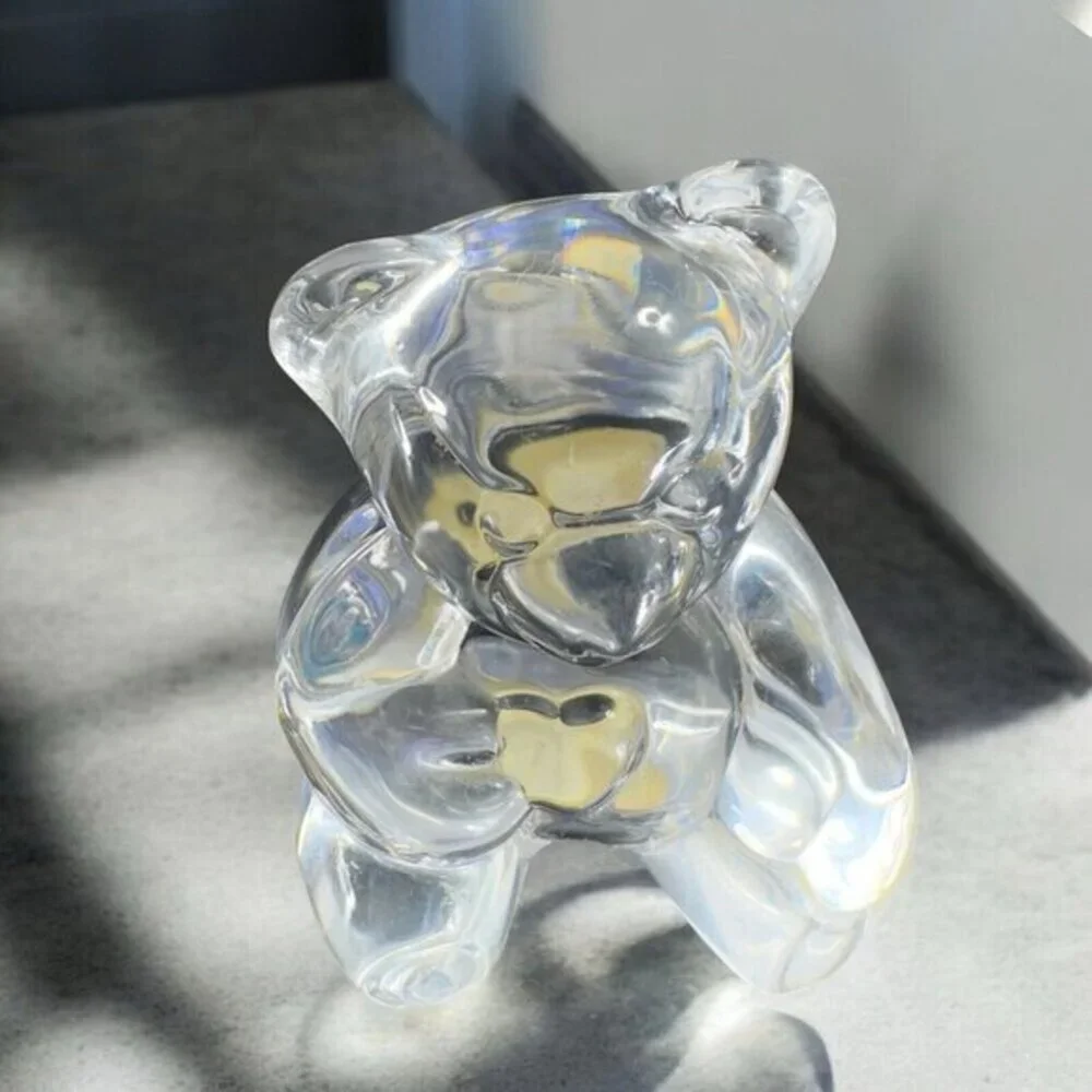 Vintage Jonal Clear Crystal‎ Glass Teddy Bear Figurine Paperweight Germany VTG